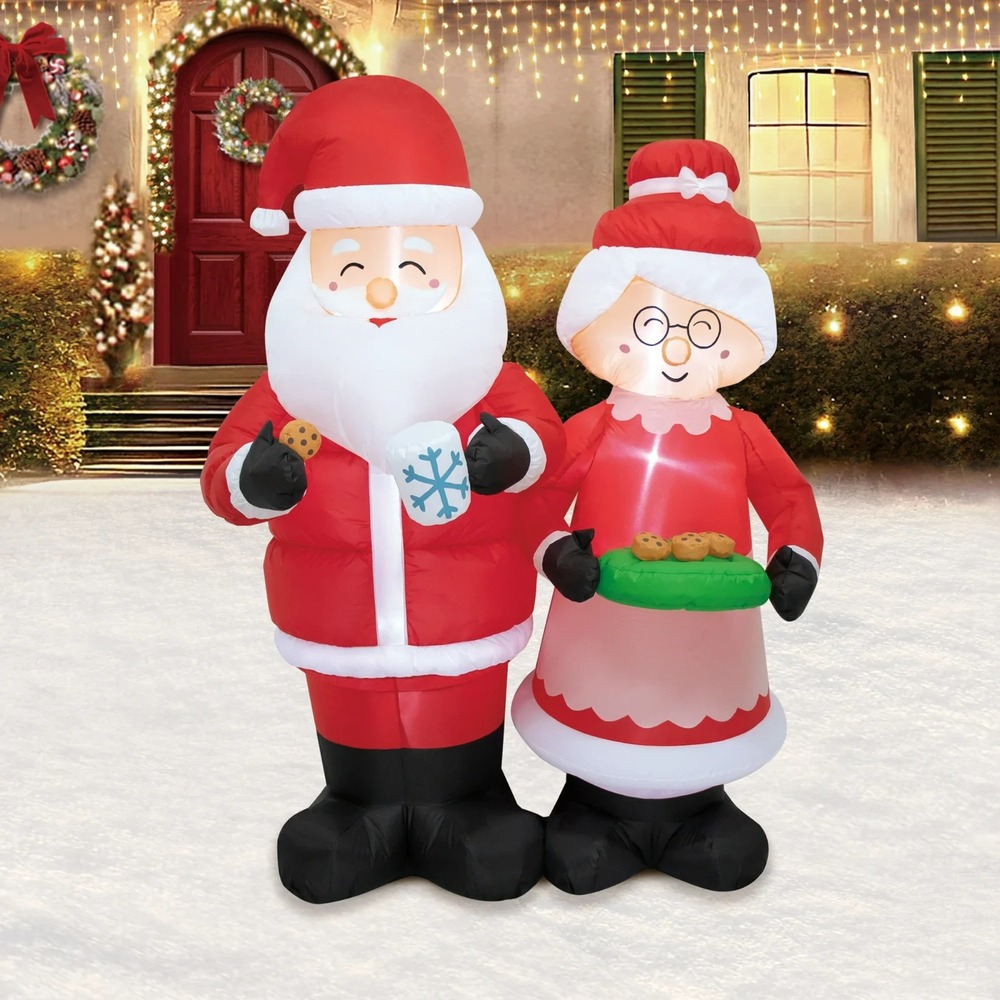 6ft Santa and Mrs.Claus Tea Time Christmas Yard Inflatable, Red by Holiday Time